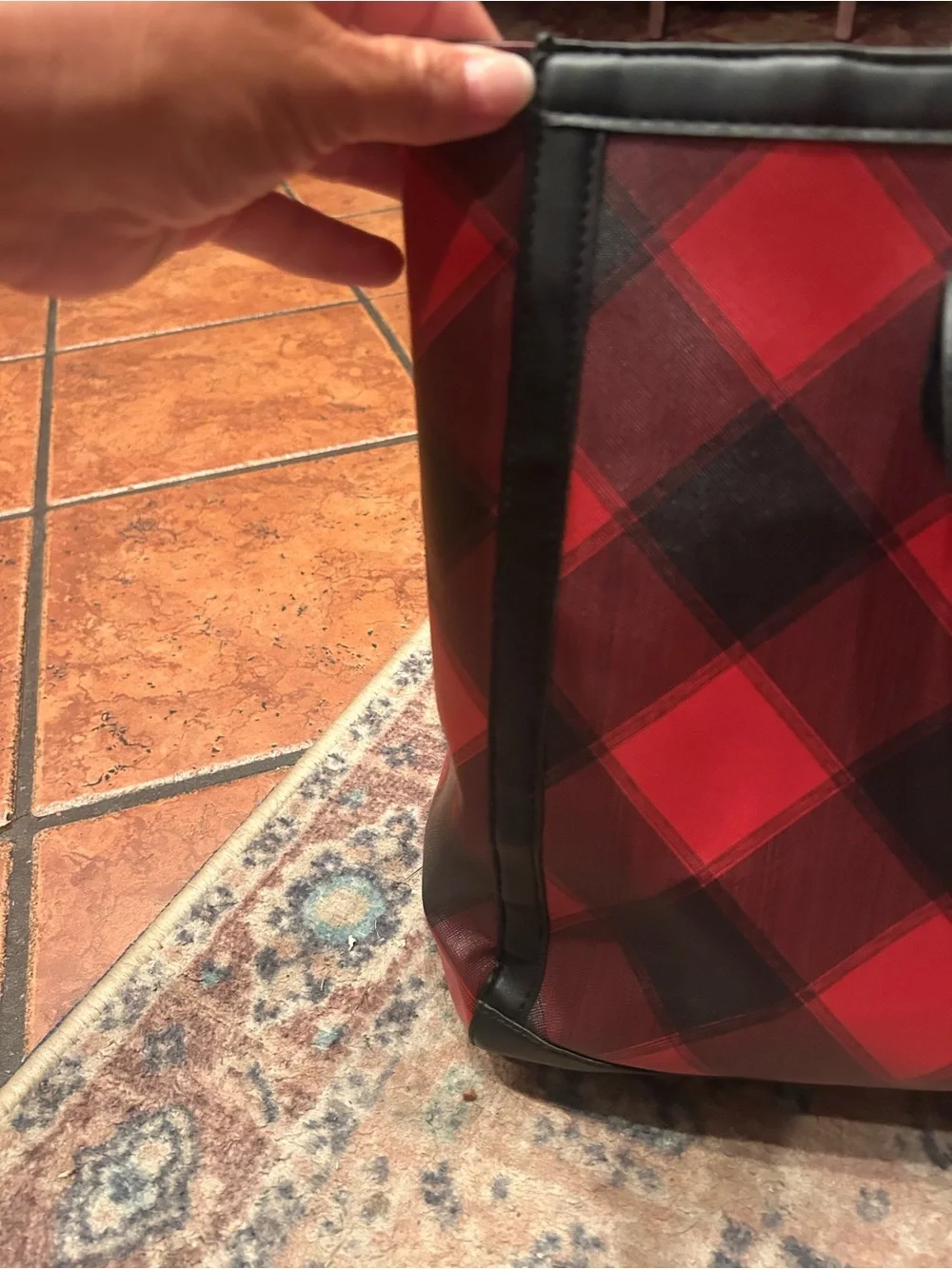 Victoria's Secret Red and Black Plaid Tote